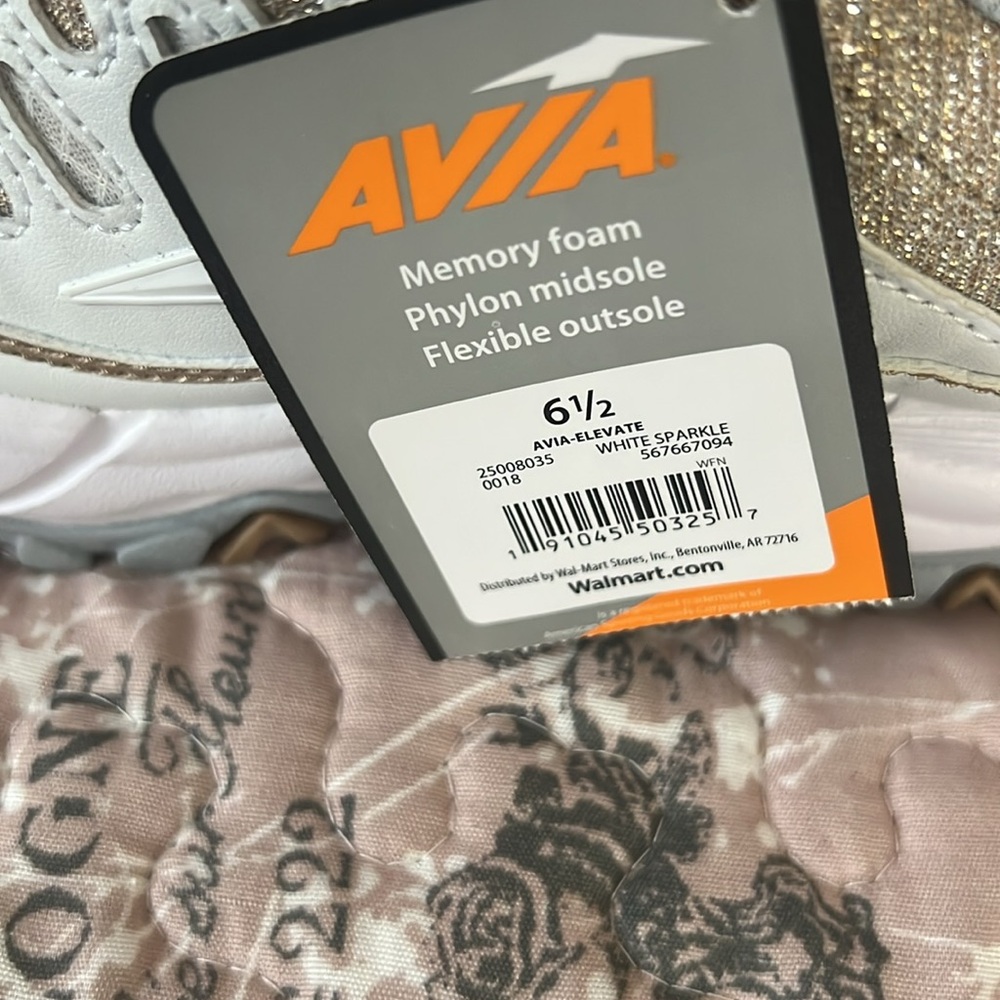 Avia Women's Glitter Sneakers - White and Gold - Picture 6 of 8